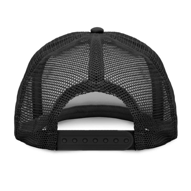 DALIX Flat Billed Trucker Cap with Mesh Back in Black - Image 2